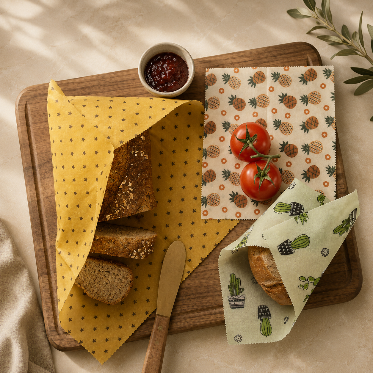 Beeswax Food Wrap Set — Three Sizes