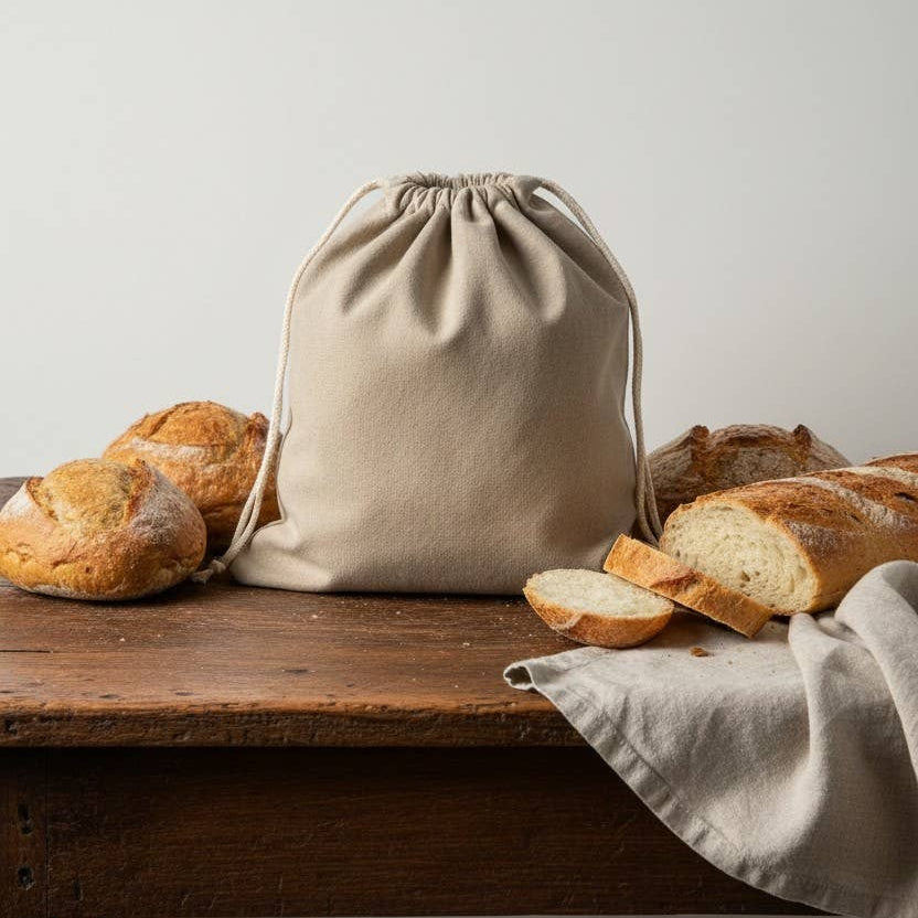 Large Bread Bag, Linen Bag with Beeswax Liner