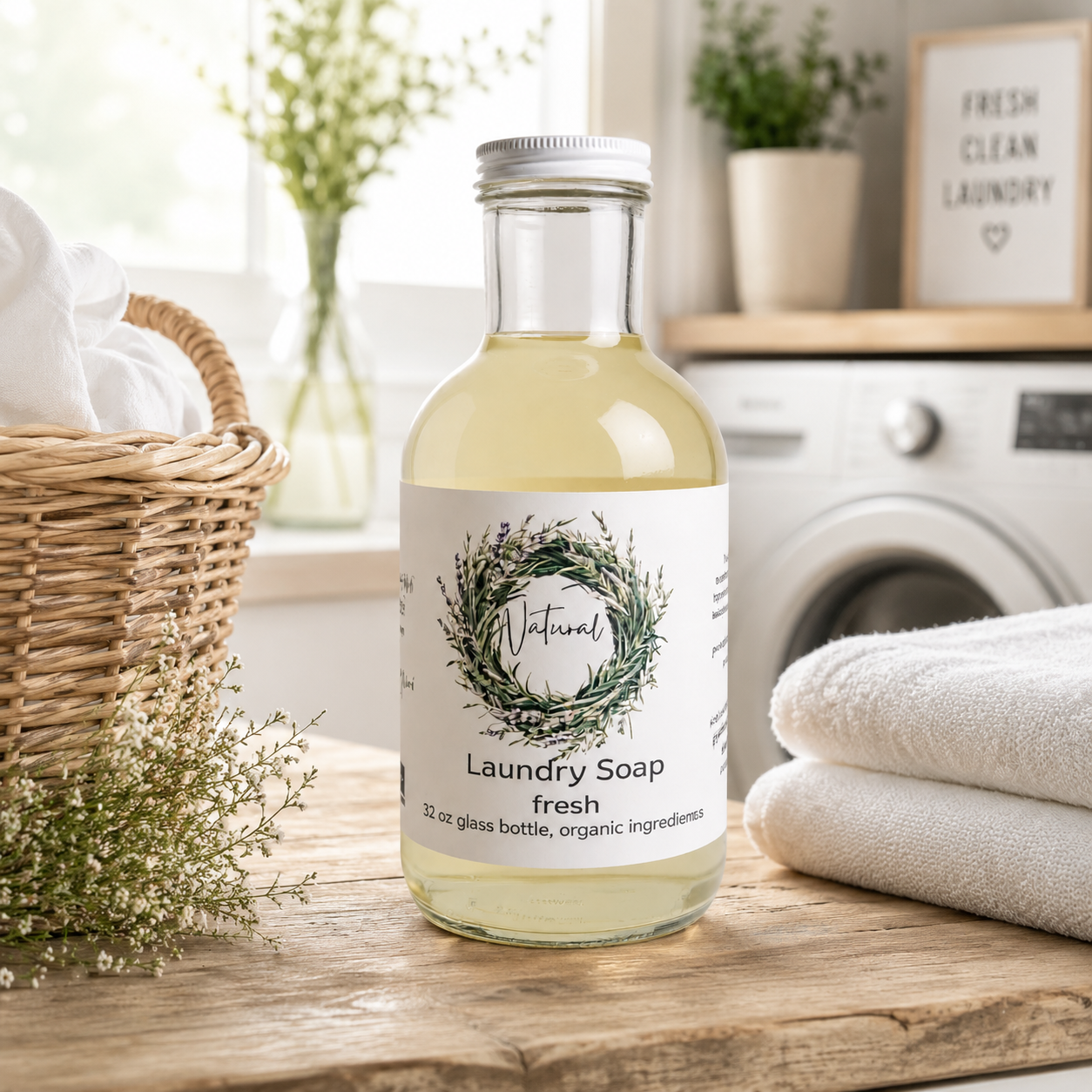 Liquid Laundry Detergent — Two Ingredients, 32 oz Glass