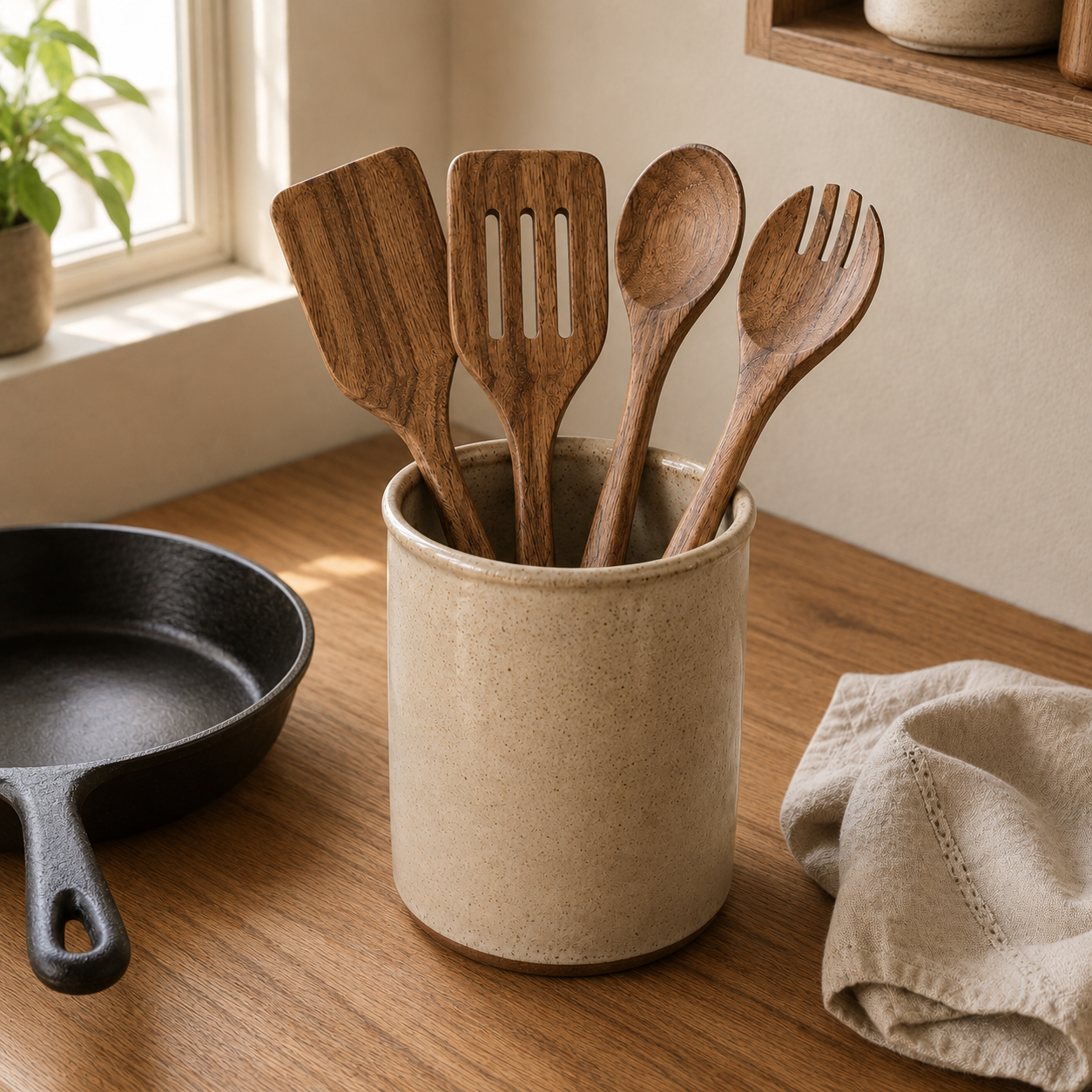 Acacia Wood Cooking Utensils Set — Four Pieces