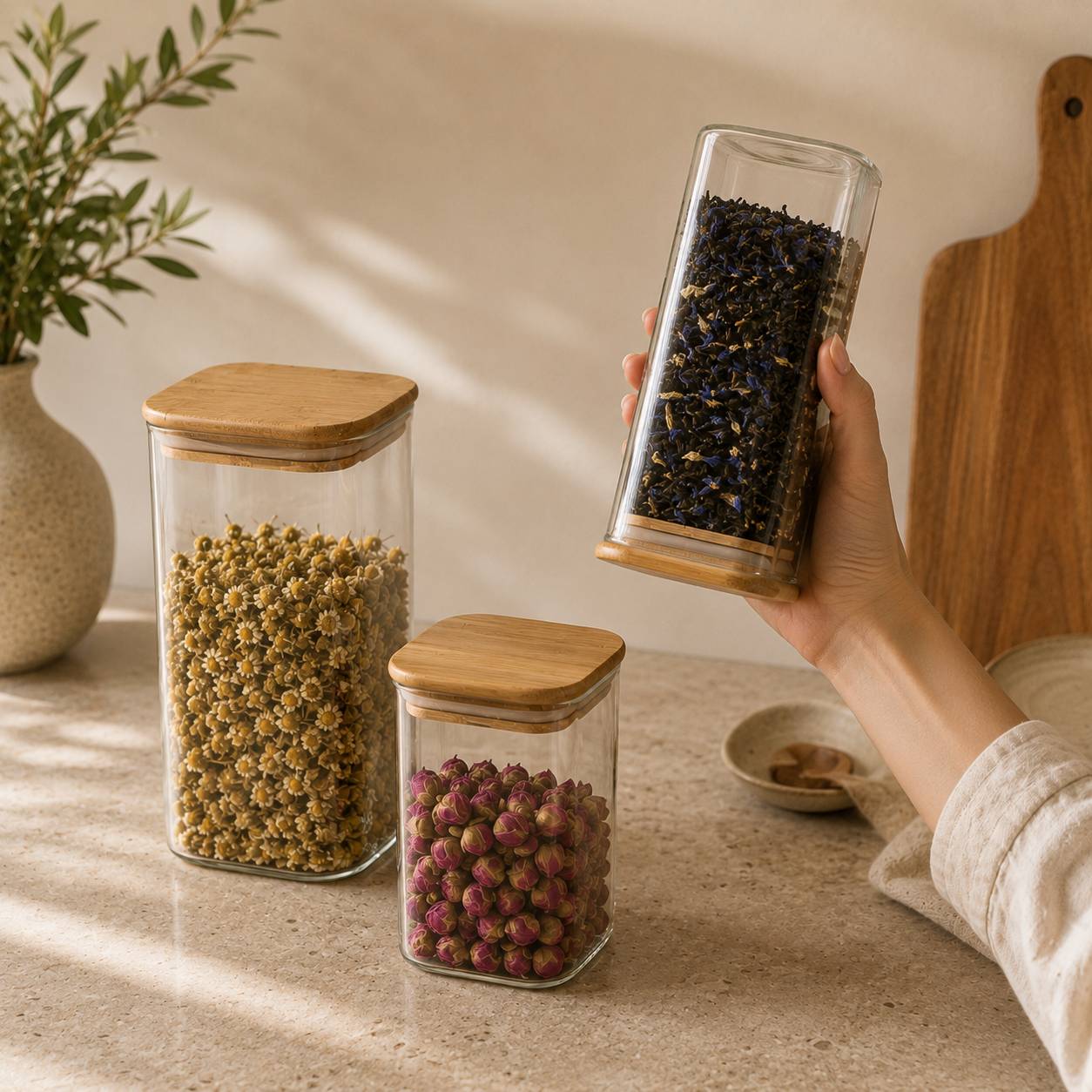 Borosilicate Glass Storage Jar Set — Three Sizes