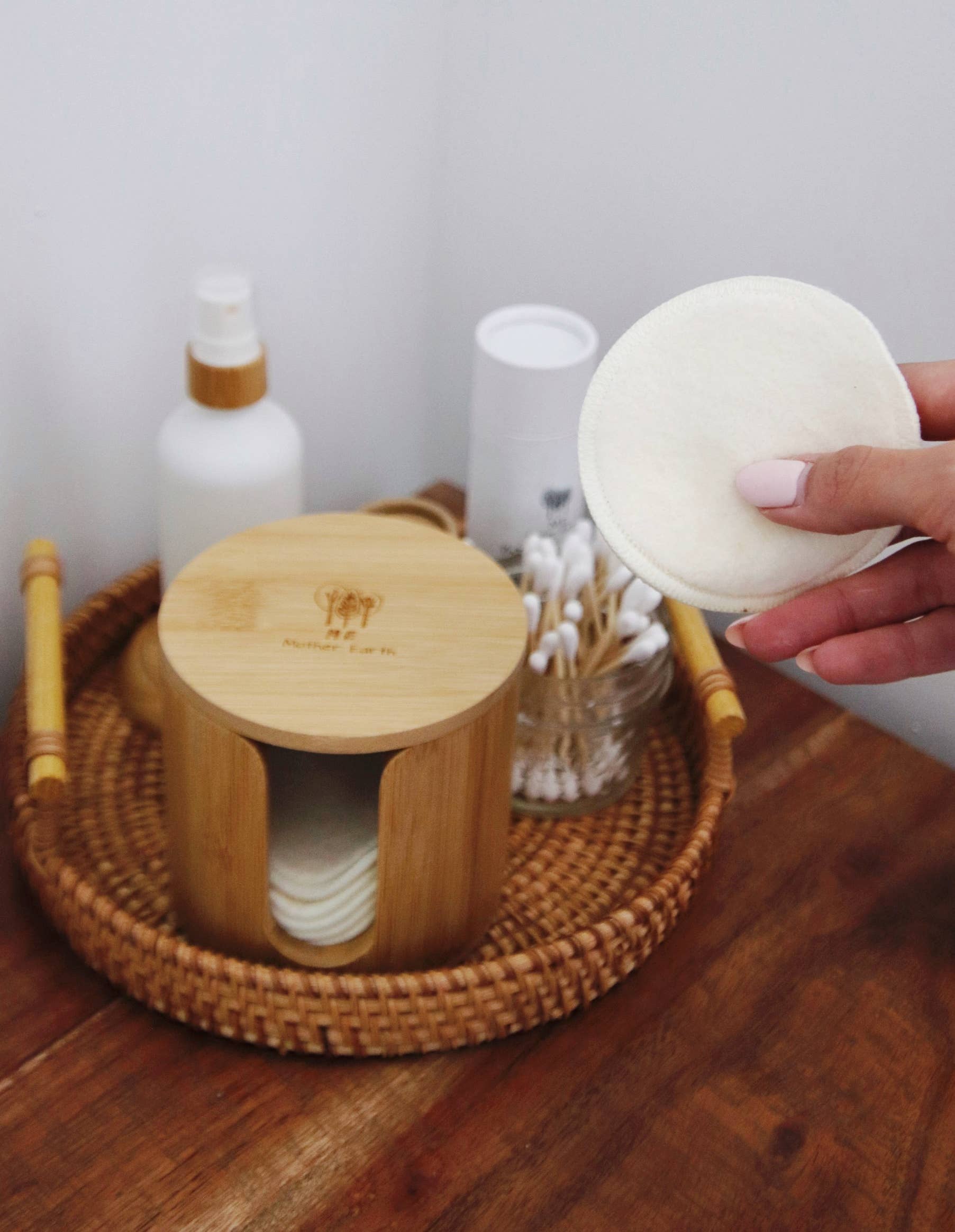 Reusable Cotton Rounds — Set of 15 with Bamboo Box