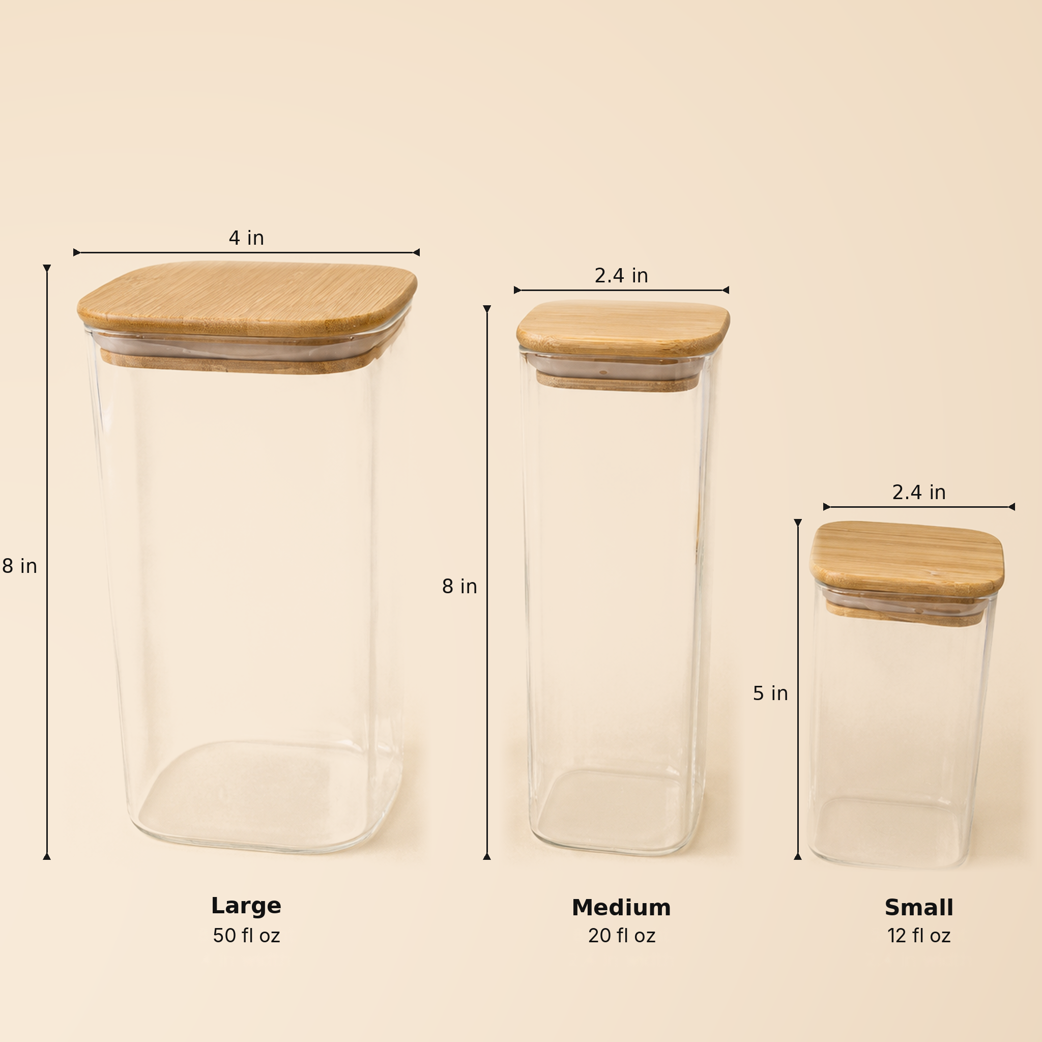 Borosilicate Glass Storage Jar Set — Three Sizes
