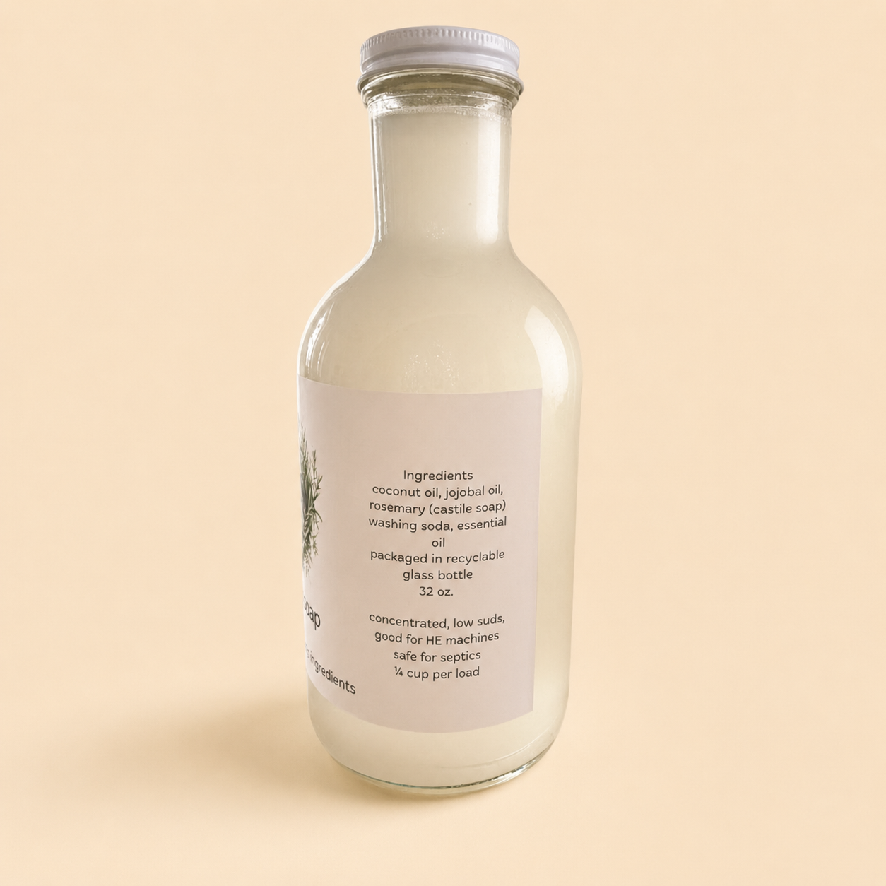 Liquid Laundry Detergent — Two Ingredients, 32 oz Glass