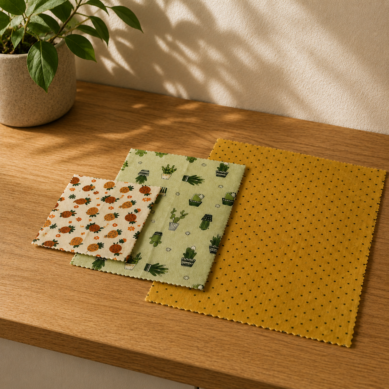 Beeswax Food Wrap Set — Three Sizes