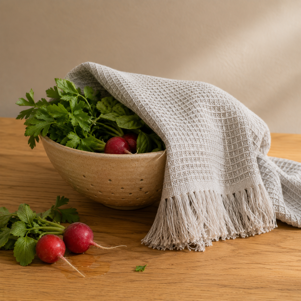 Waffle-Weave Cotton Kitchen Towels — Set of Four