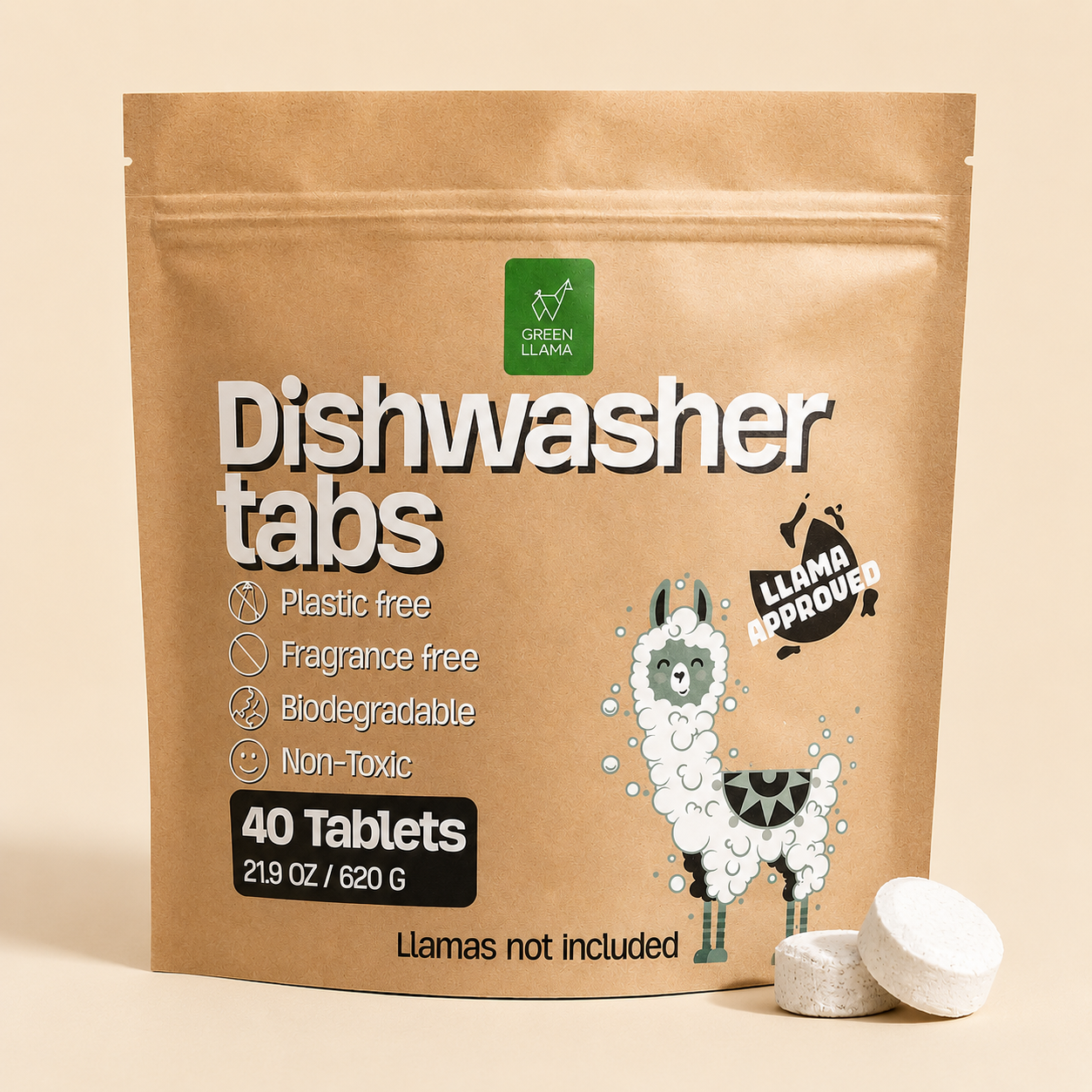 Dishwasher Tablets — Fragrance-Free, PVA-Free (40 loads)