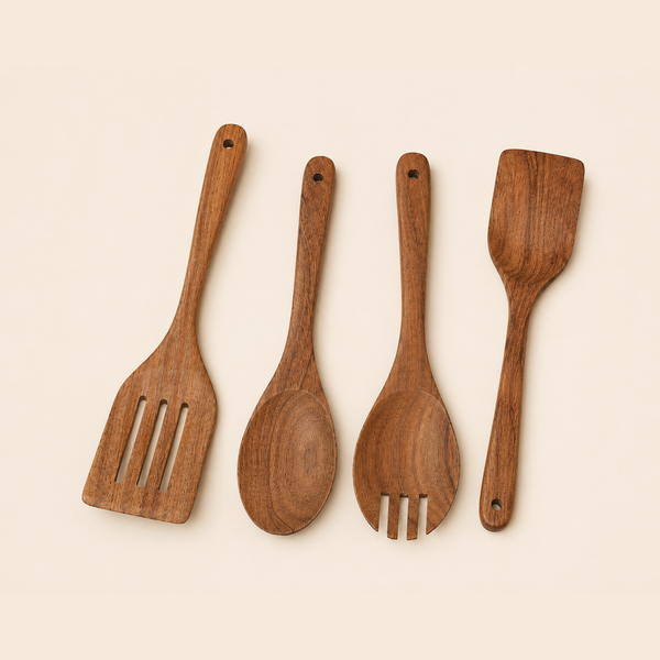 Acacia Wood Cooking Utensils Set — Four Pieces