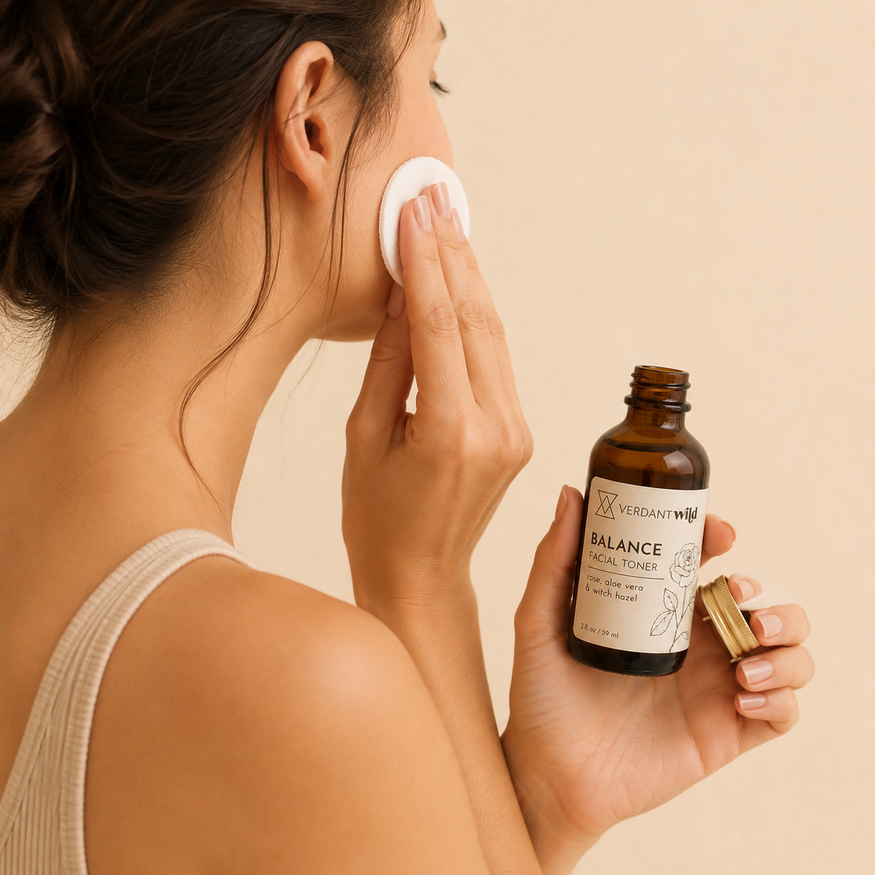 woman using toner