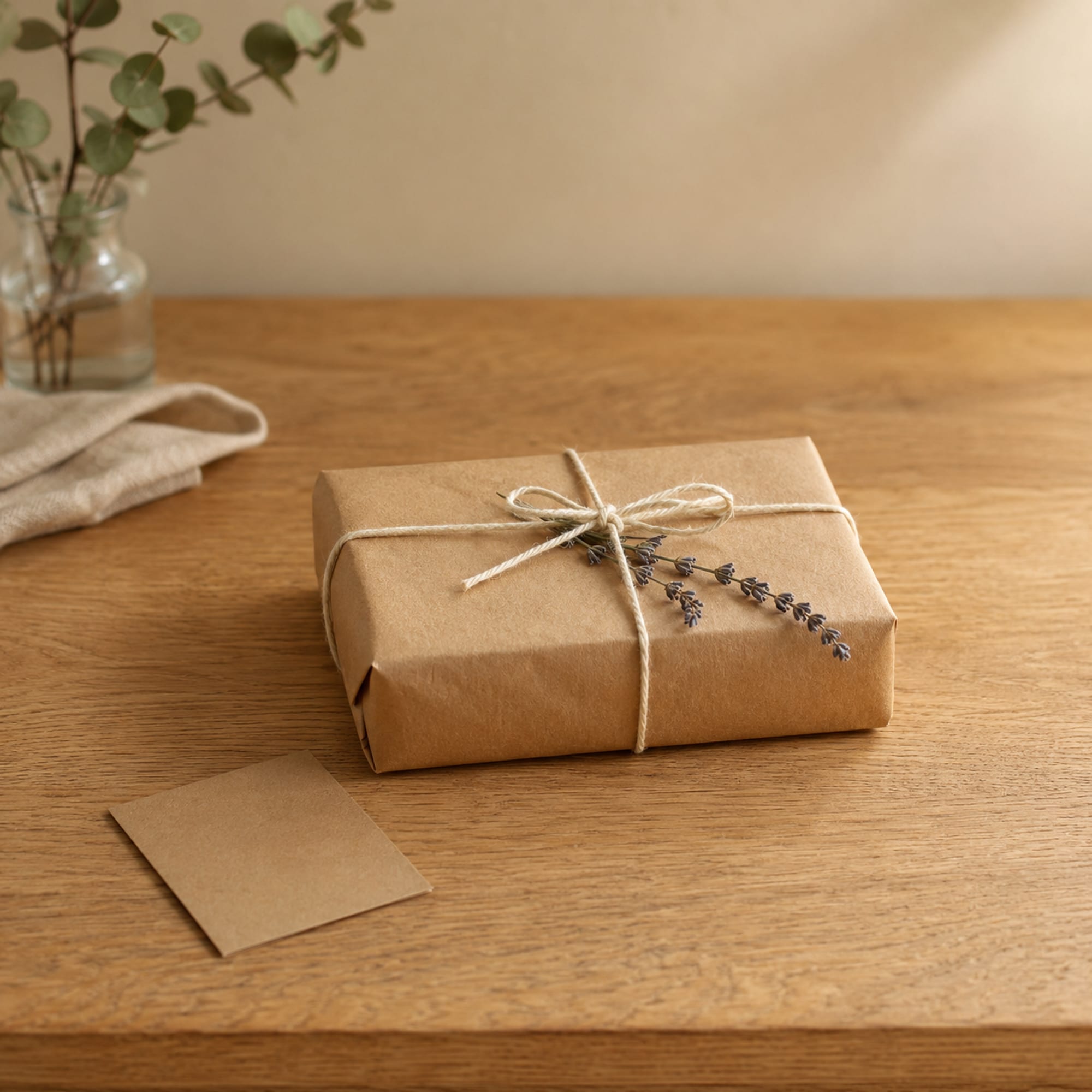 A gift, wrapped in kraft paper.